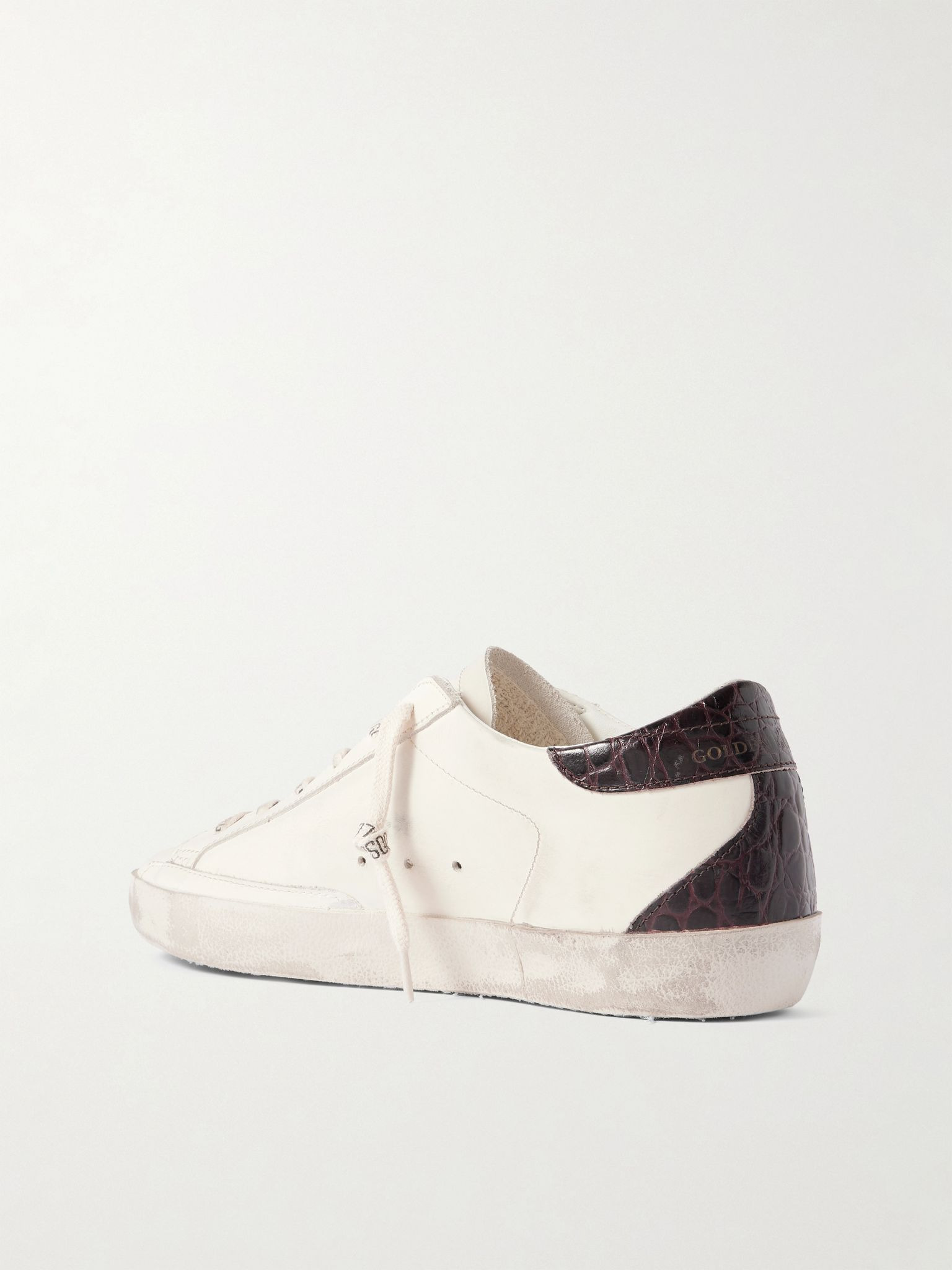 Super-Star distressed metallic and croc-effect leather sneakers White - 3