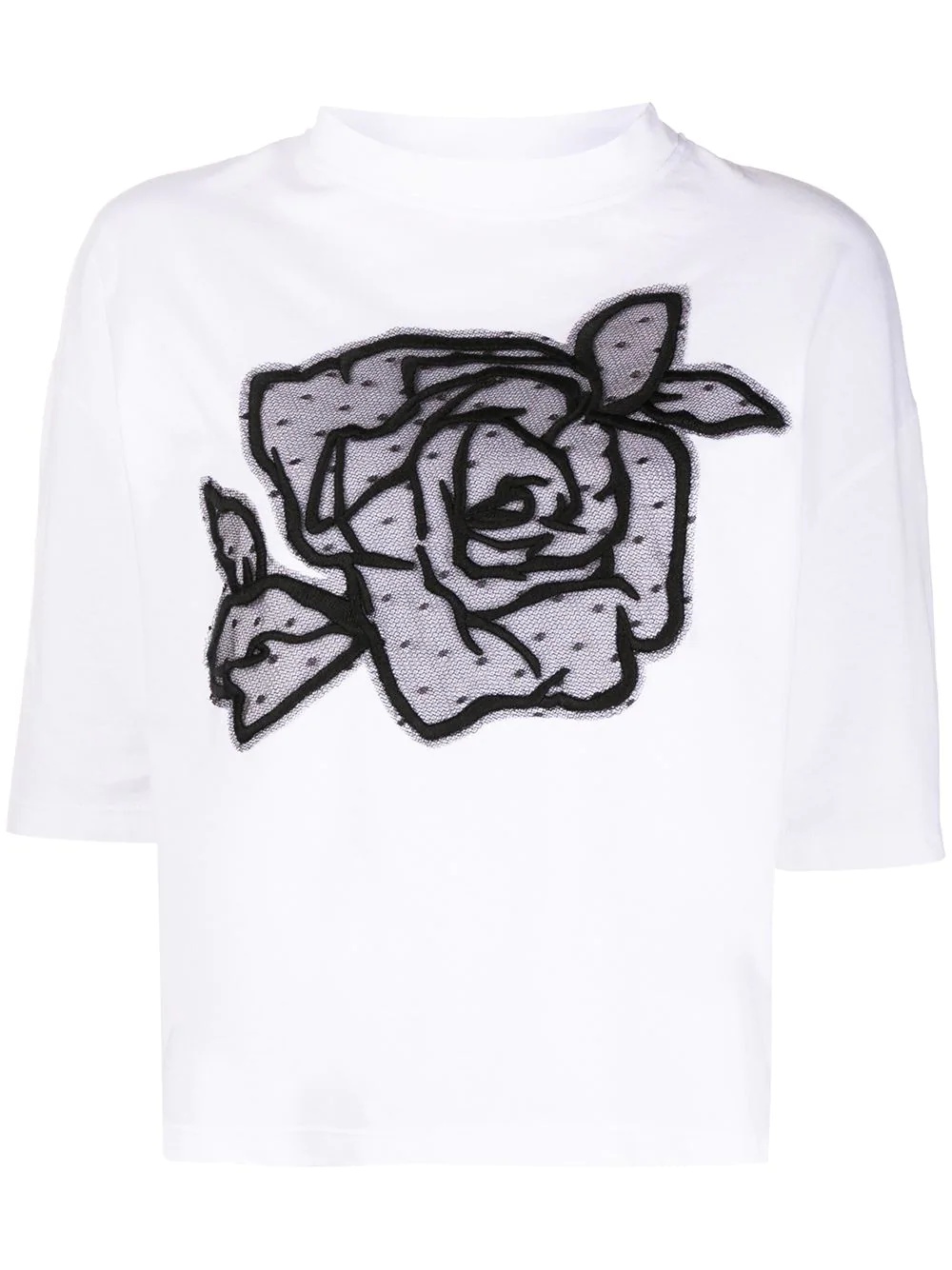 embroidered rose T-shirt - 1