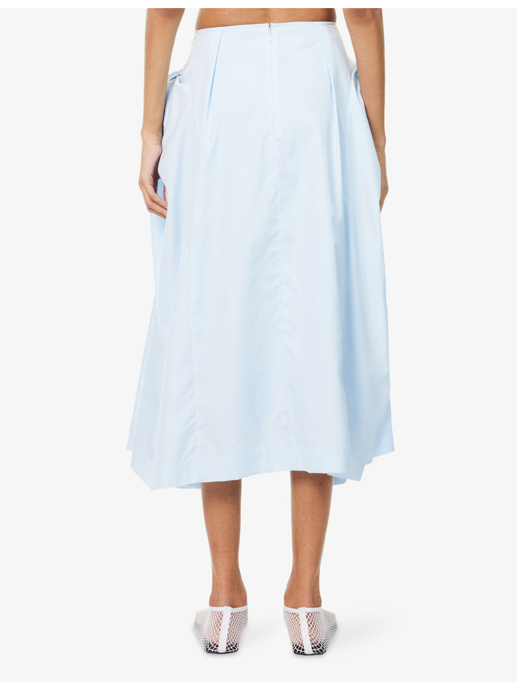 Bow Hip Flared Cotton-Poplin Midi Skirt - 4