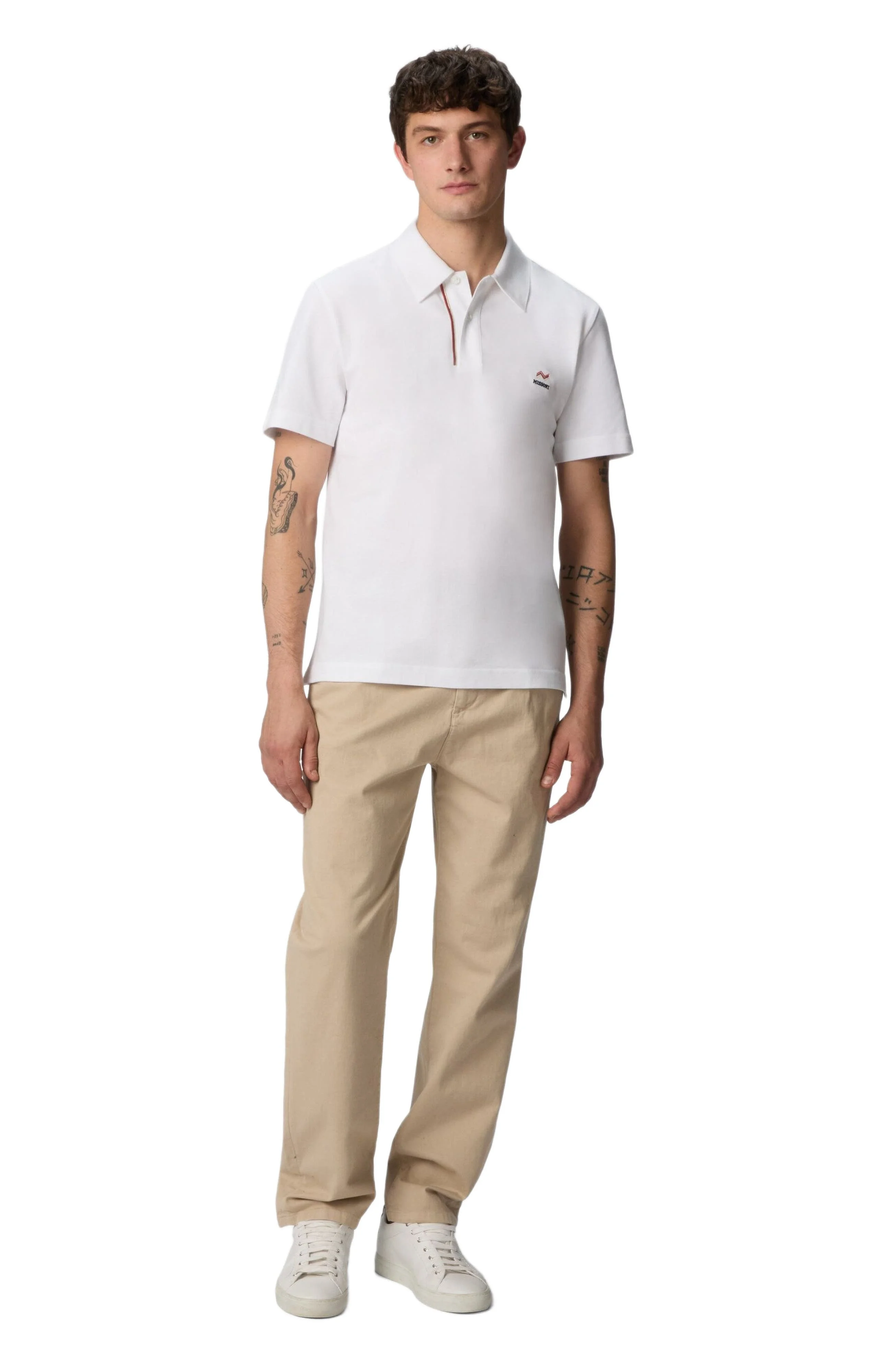 Missoni Solid Color Cotton Piqué Polo Shirt With Zigzag Embroidery And Contrasting Detail in White a - 1