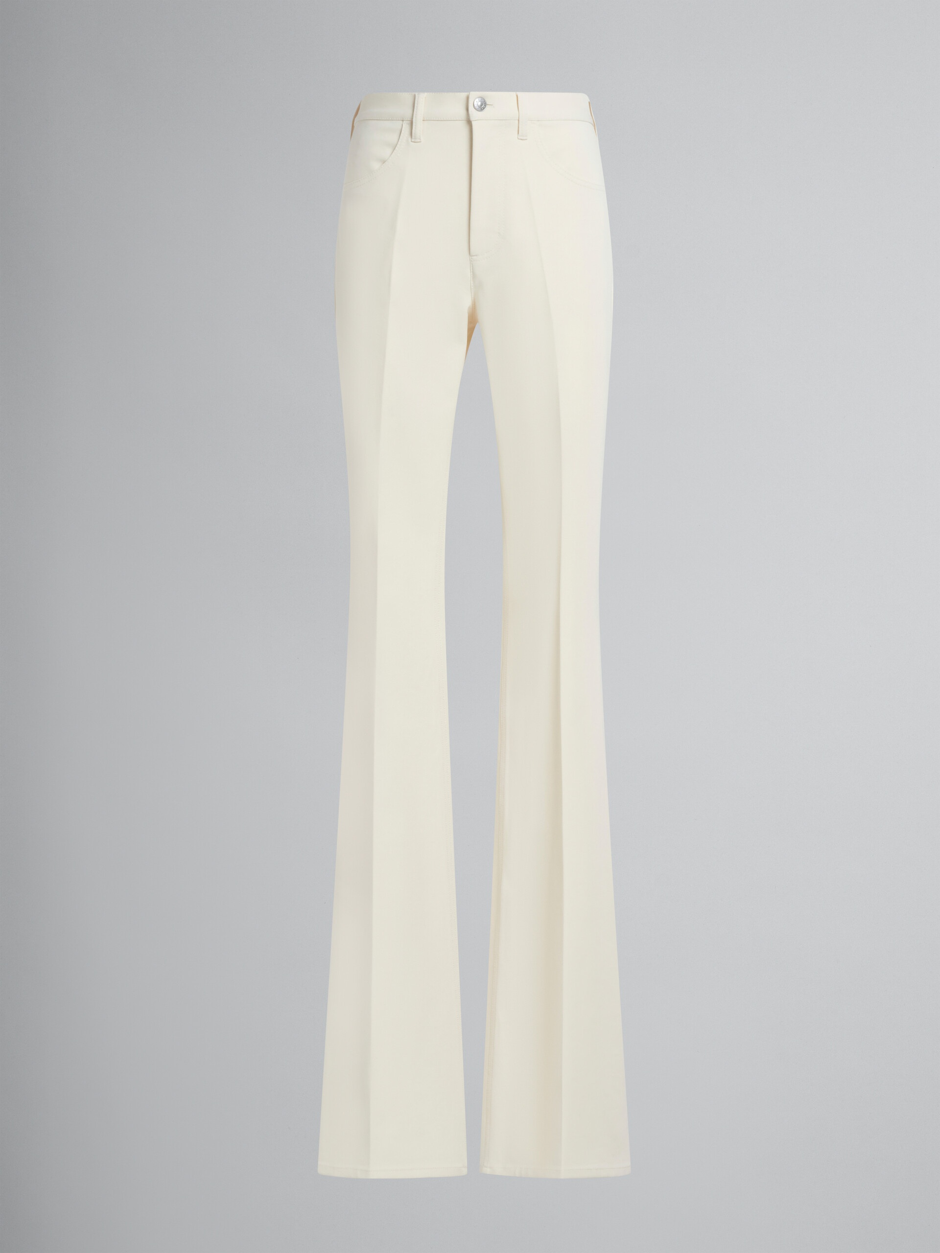 WHITE FLARED JERSEY TROUSERS - 1