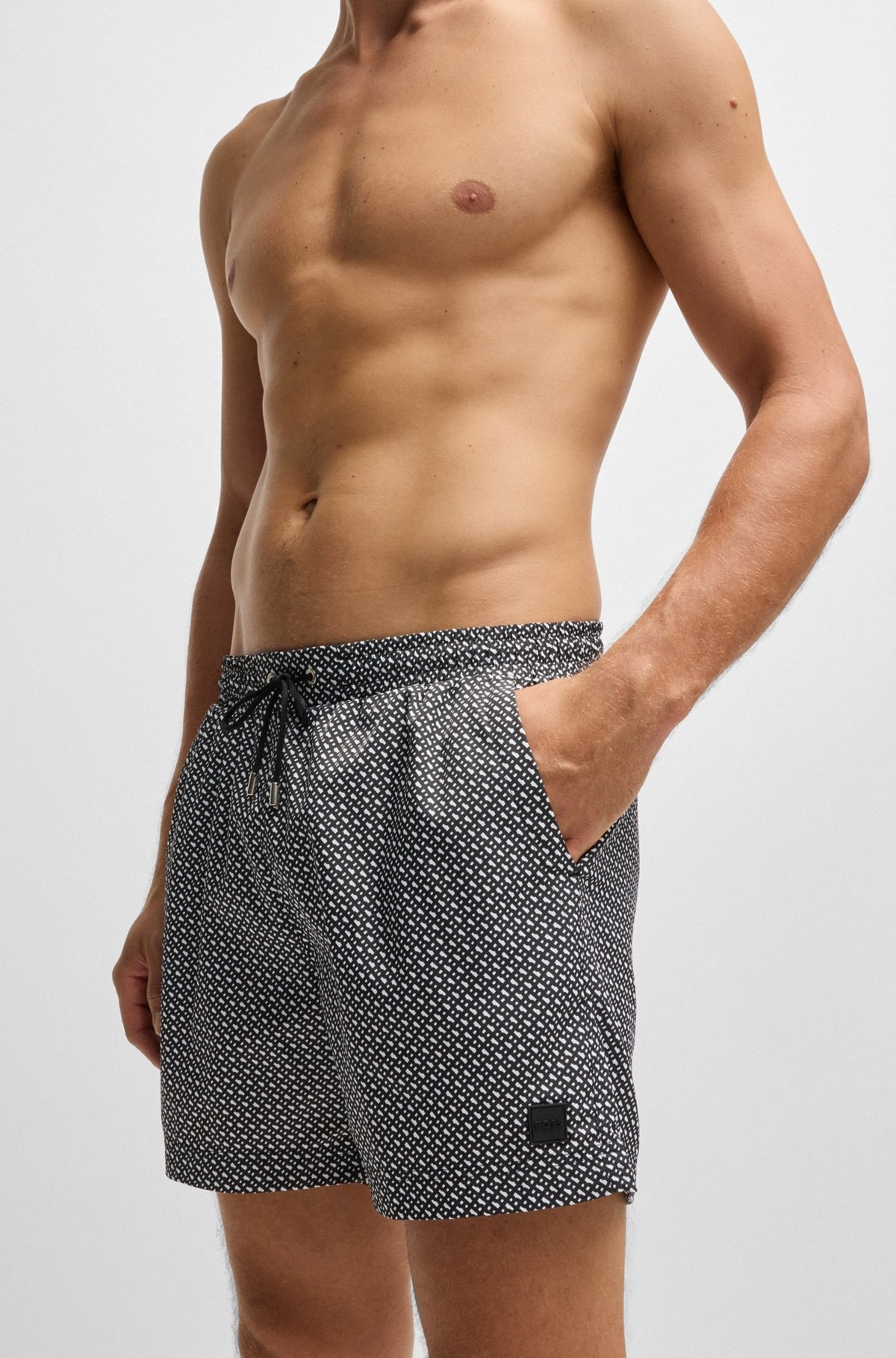 MONOGRAM-PRINT SWIM SHORTS IN QUICK-DRY FABRIC - 3