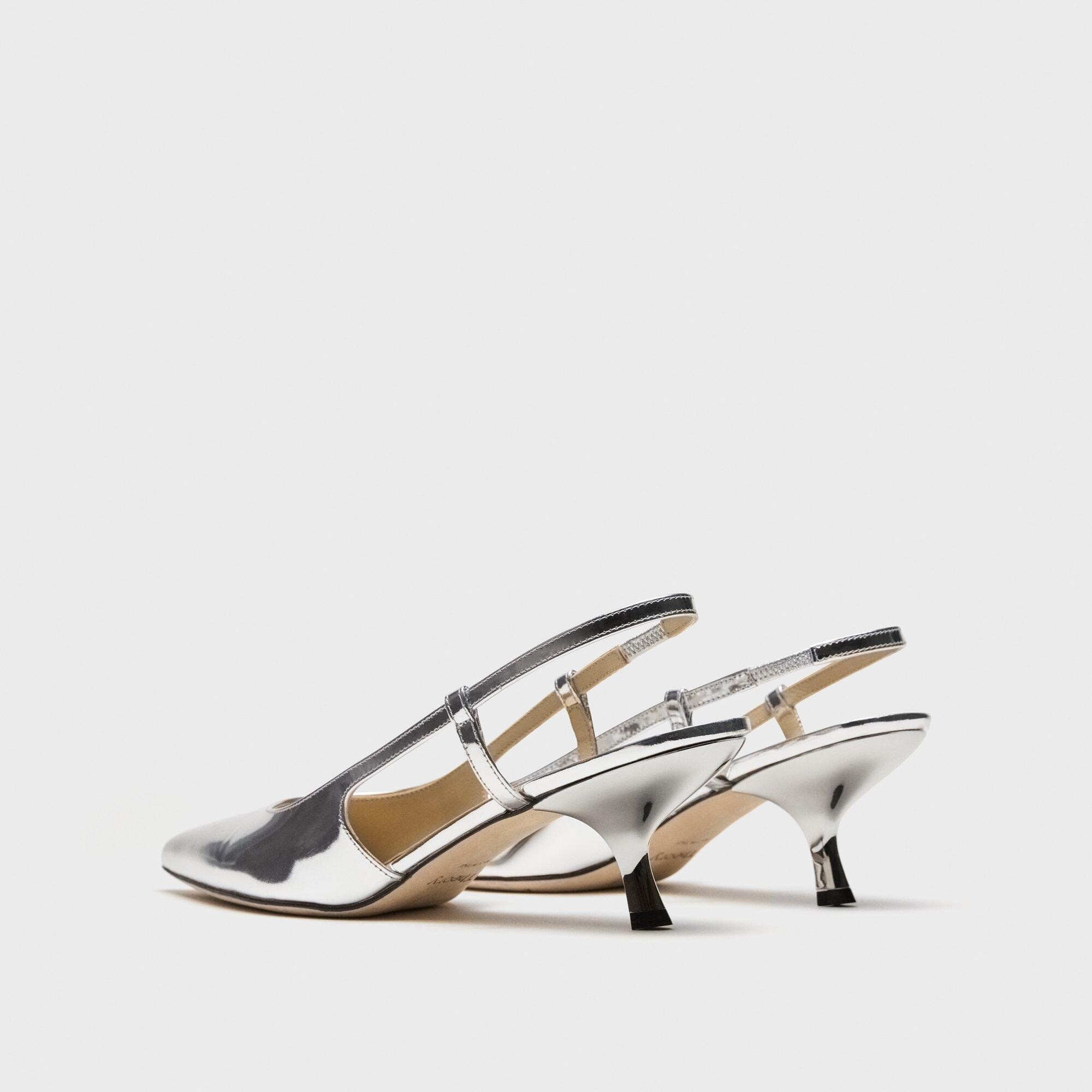 Micro Slingback Pump in Metallic Leather - 4