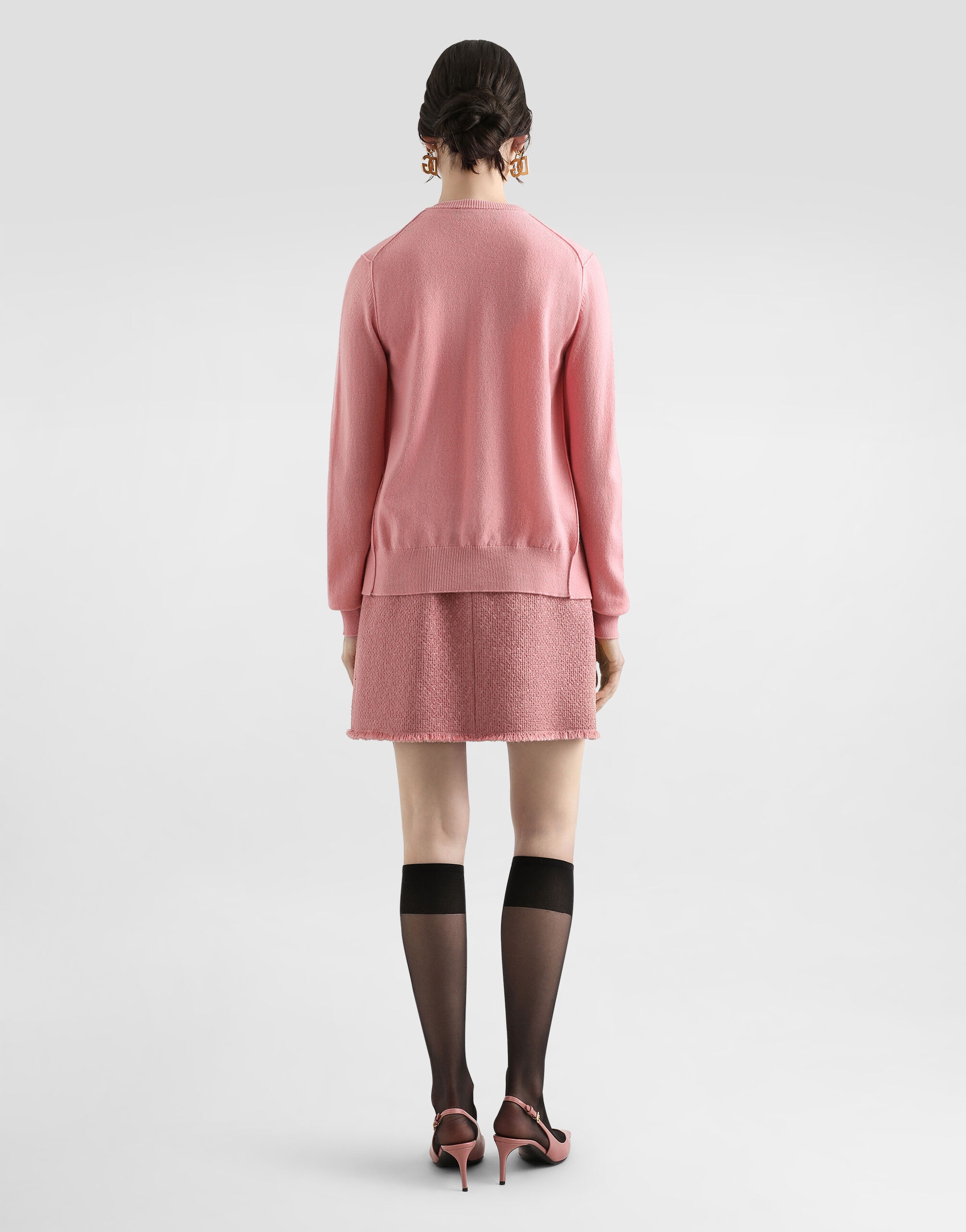 Short raschel tweed skirt with decorative DG logo buttons - 3