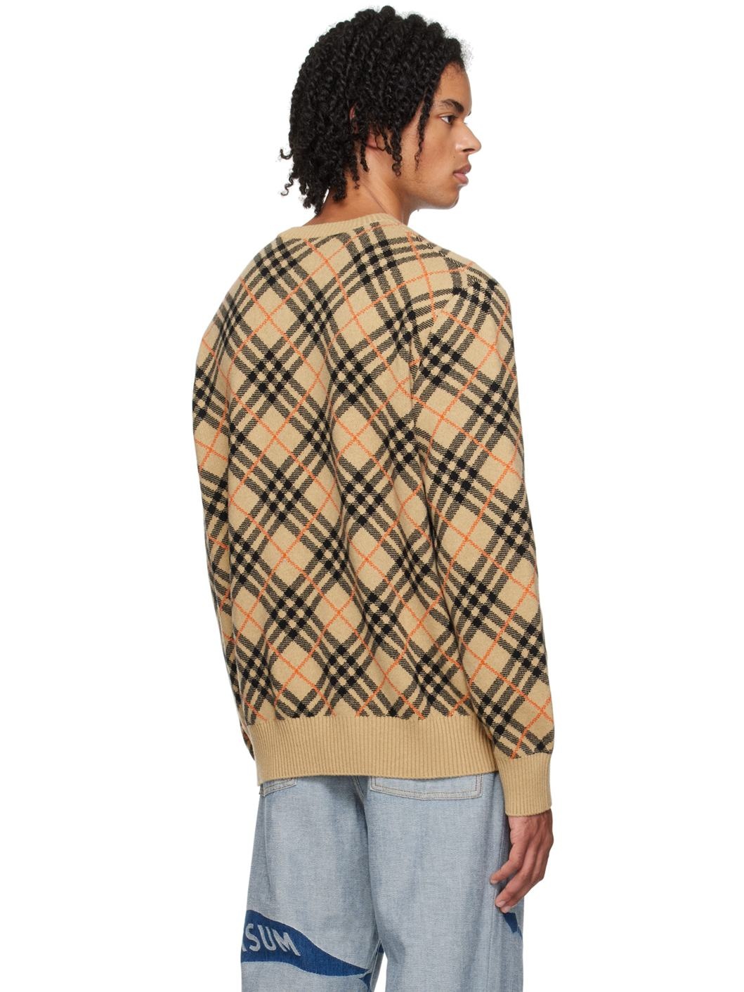 Brown Check Cashmere Sweater - 3