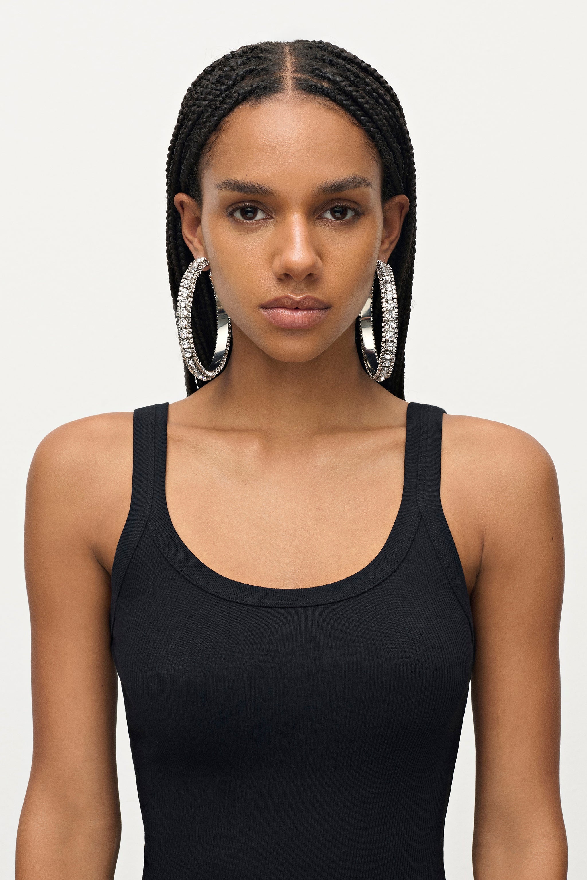 LARGE CRYSTAL HOOP EARRINGS - 4