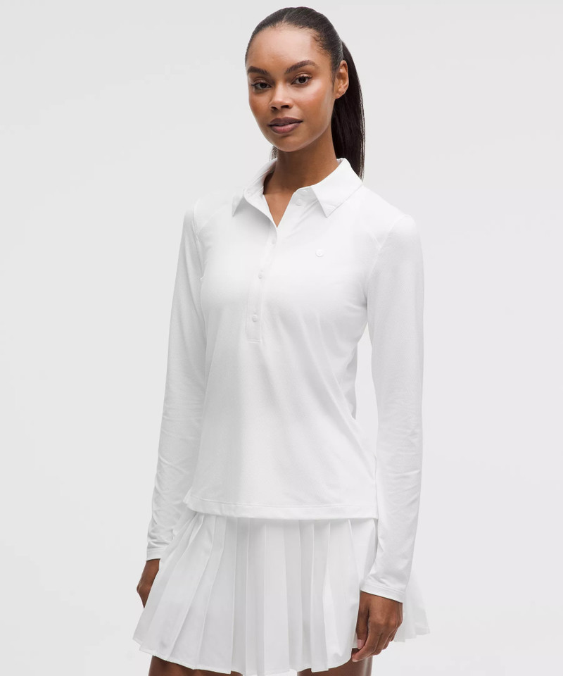 Quick-Dry Long-Sleeve Polo Shirt *Straight Hem 1