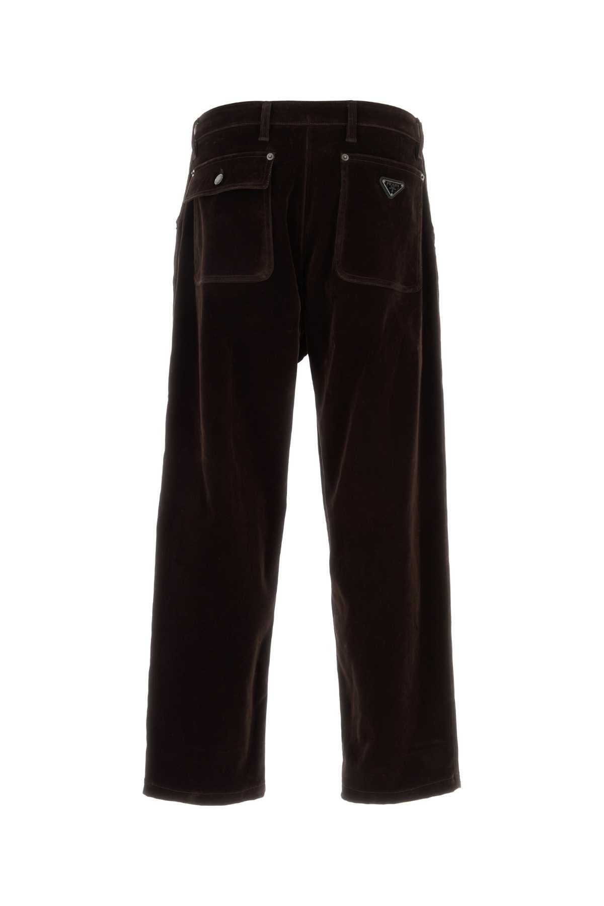 Prada Men Brown Velvet Denim Pant - 2
