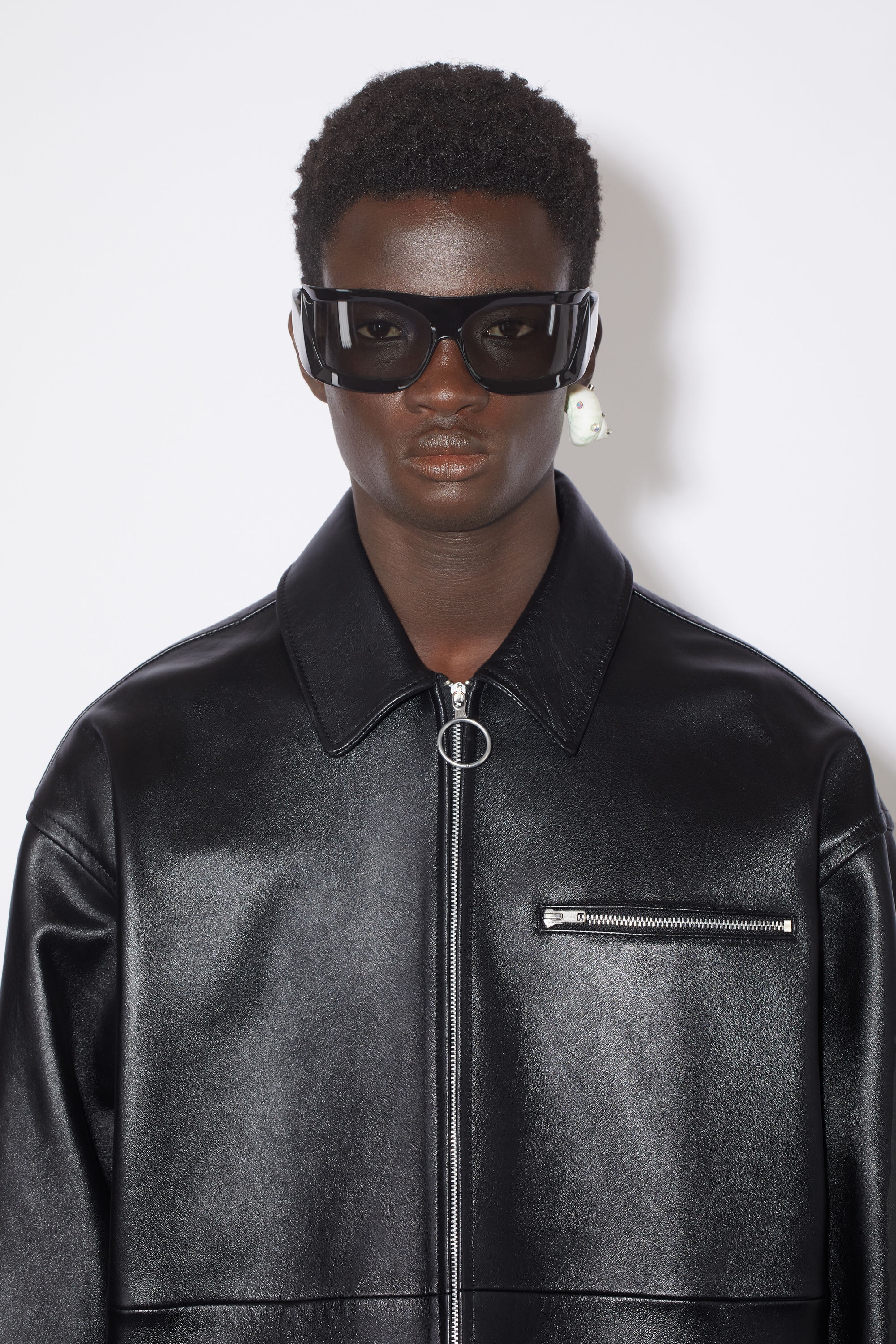 Leather overshirt - Black - 6