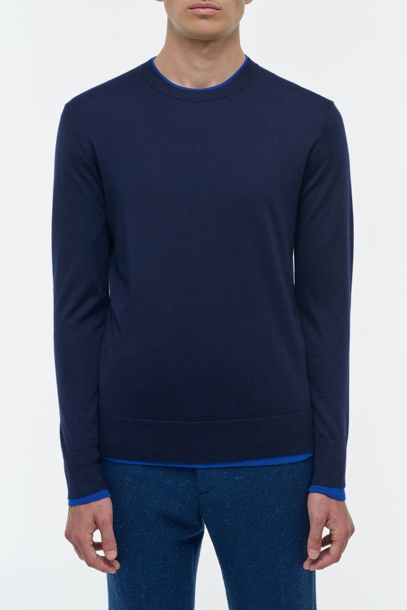 GABRIELA HEARST Wells Reversible Knit Sweater in Electric Navy & Cobalt Cashmere Silk outlook