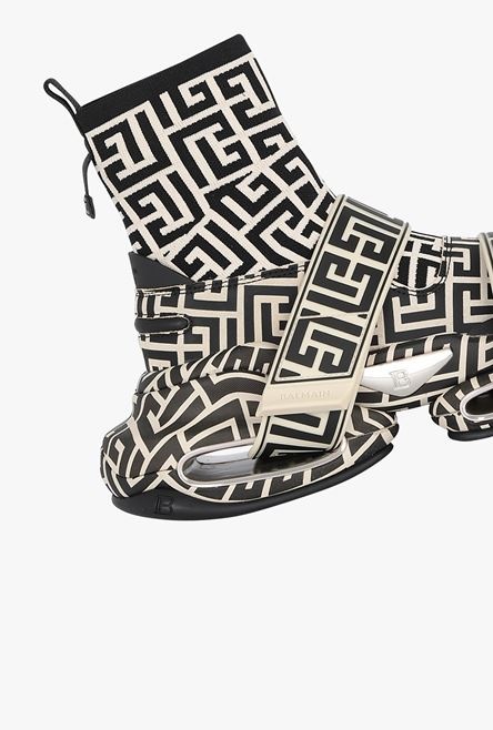Bicolor knit and suede B-Bold high-top sneakers with straps - 6