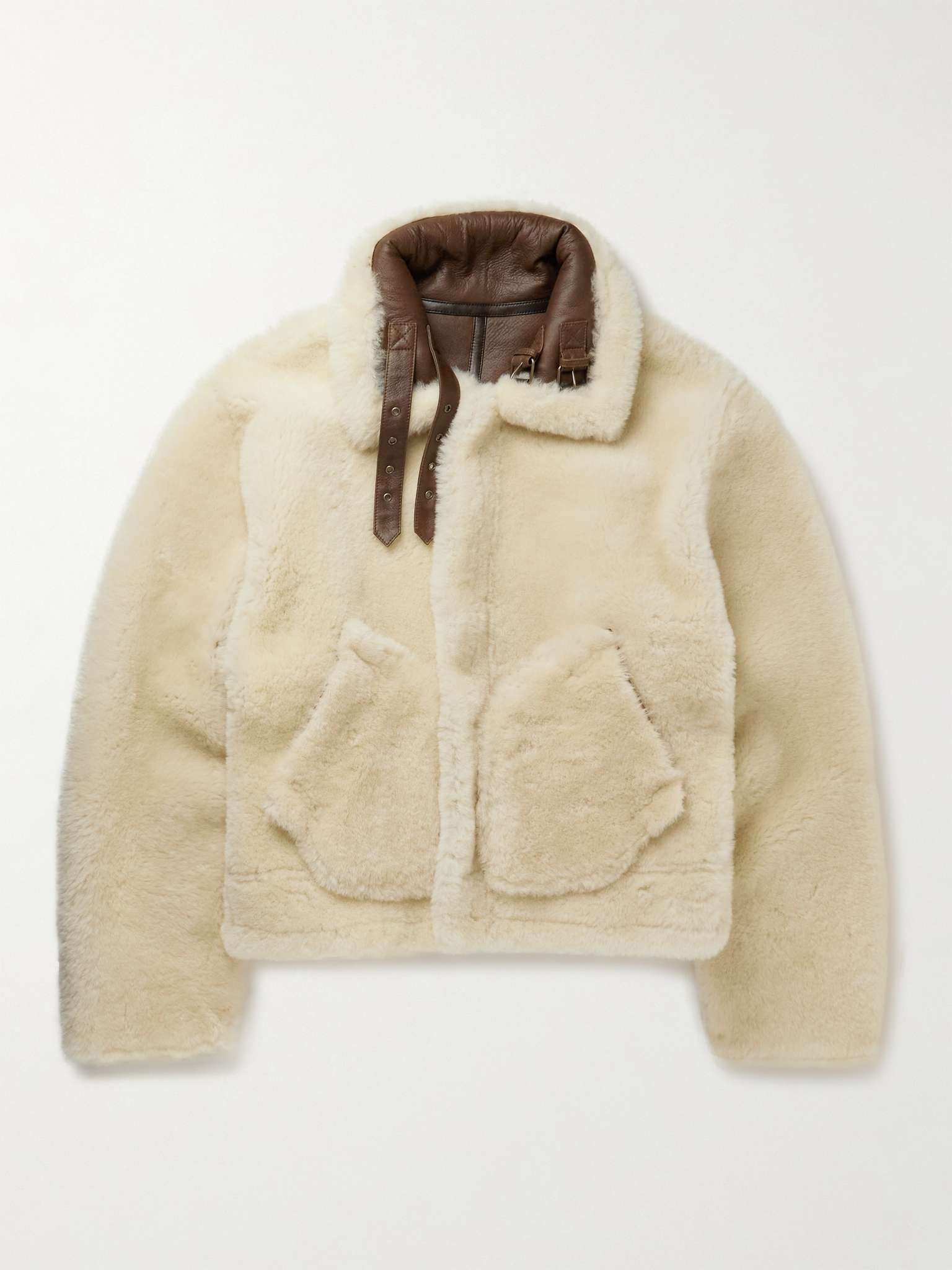 Reversible Shearling and Leather Aviator Jacket - 1