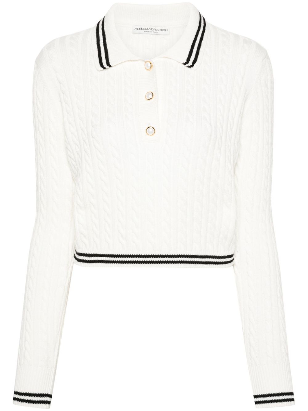 cable-knit polo jumper - 1