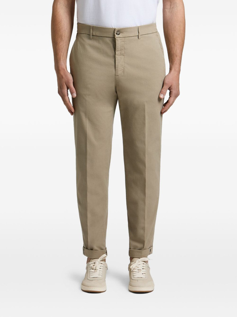 elasticated-waistband turn-up trousers 1