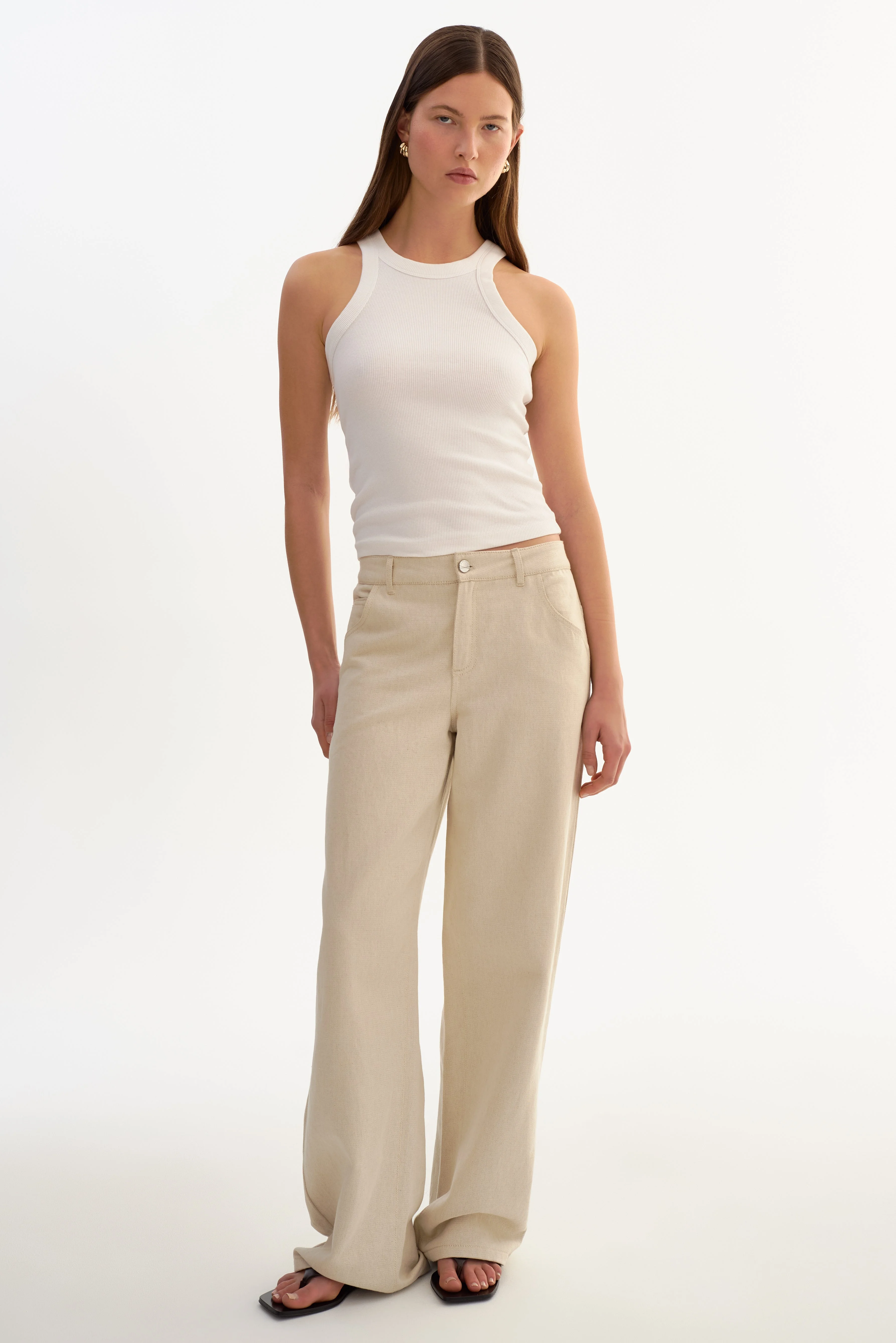TALEEN | Linen Blend Twill Pants - 1