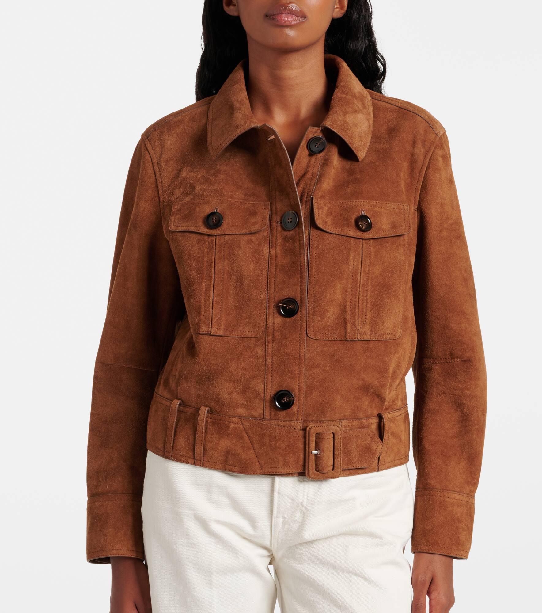 Cropped suede jacket - 6