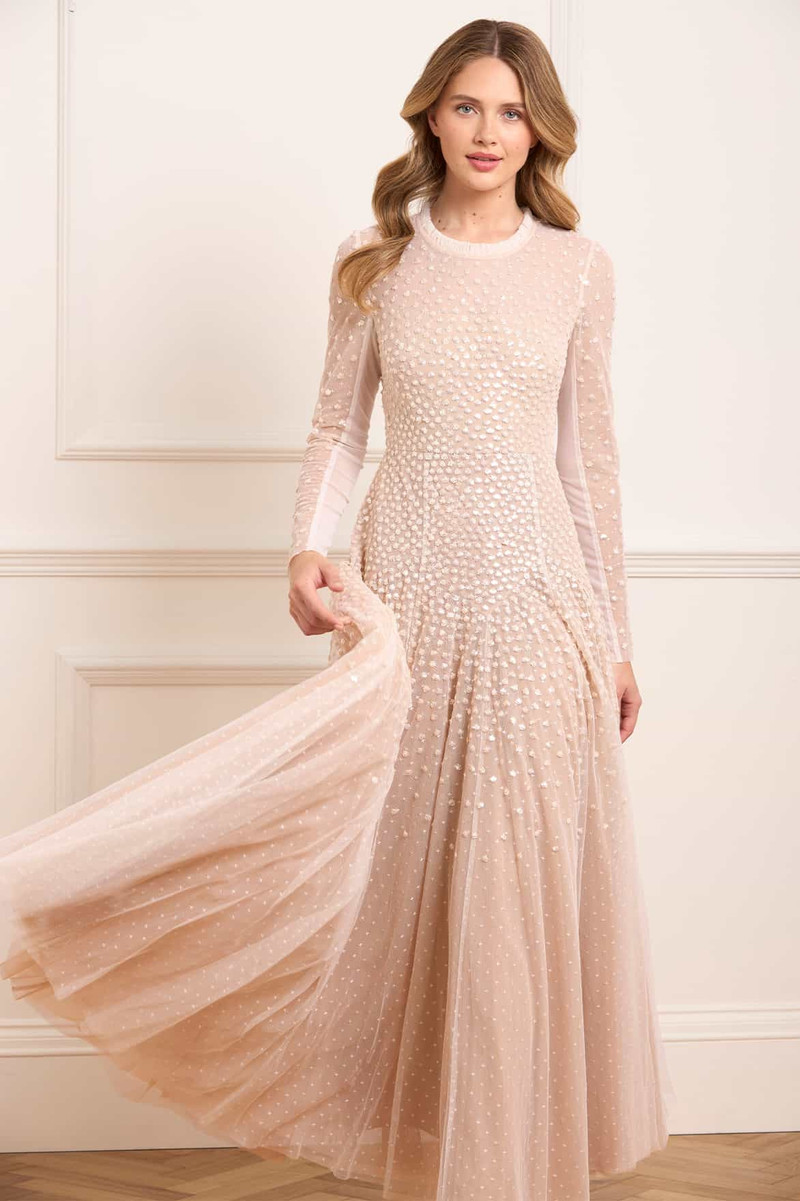 Needle & Thread Sequin Cascade Round Neck Gown outlook