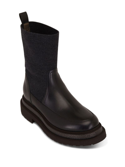 Brunello Cucinelli leather chunky-sole boots outlook