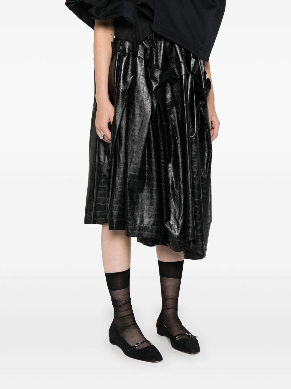 crocodile-embossed midi skirt - 3