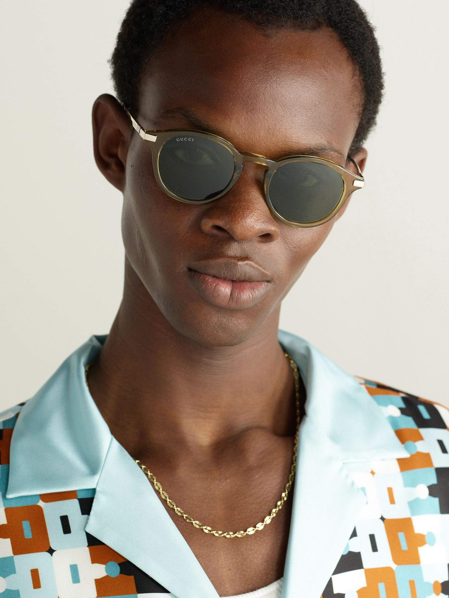 Round-Frame Acetate and Gold-Tone Sunglasses Brown - 2