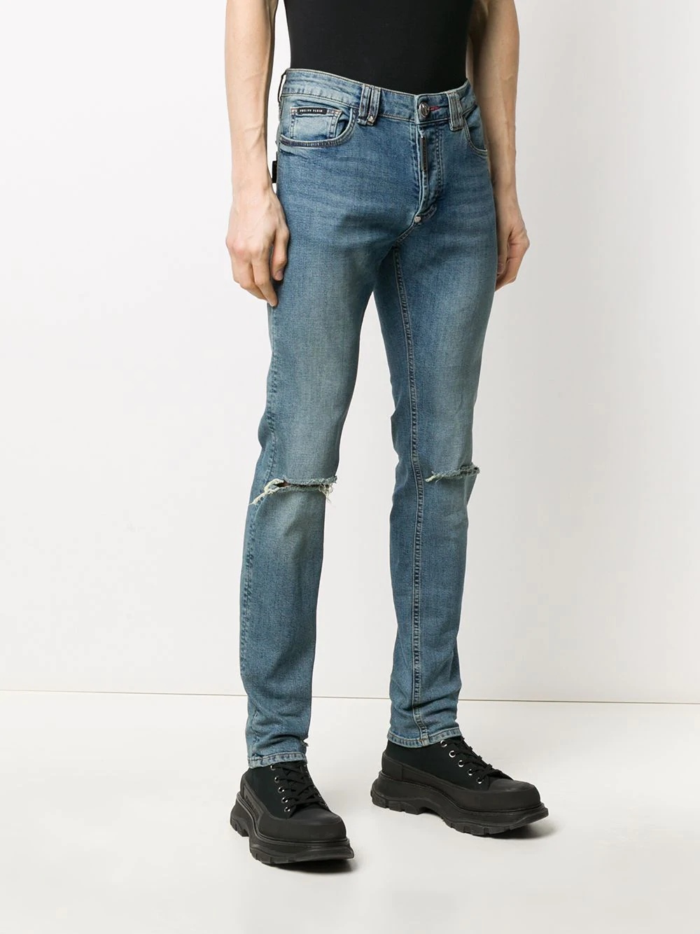 distressed straight jeans - 3