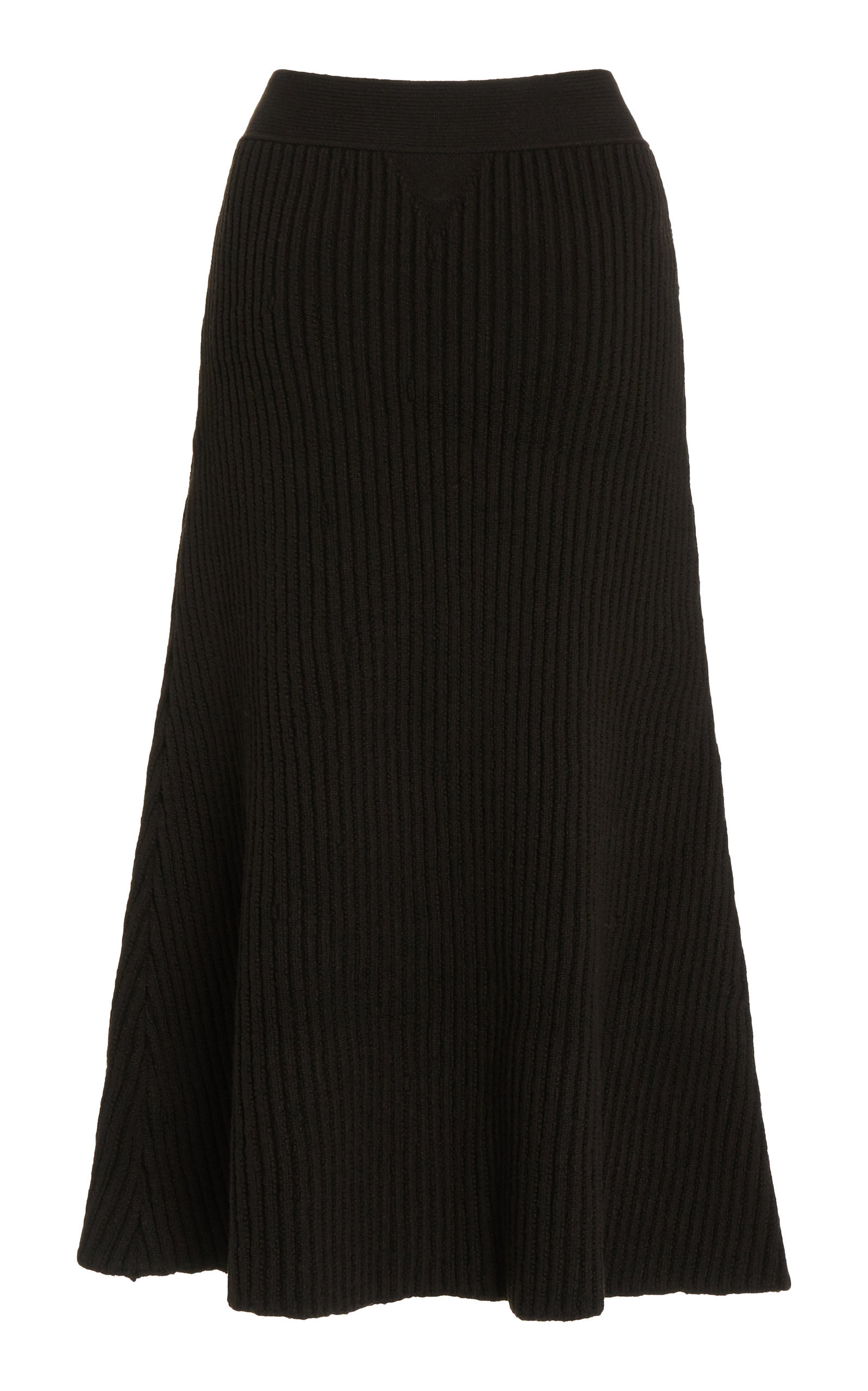 Ribbed-Knit Wool Midi Skirt brown - 4