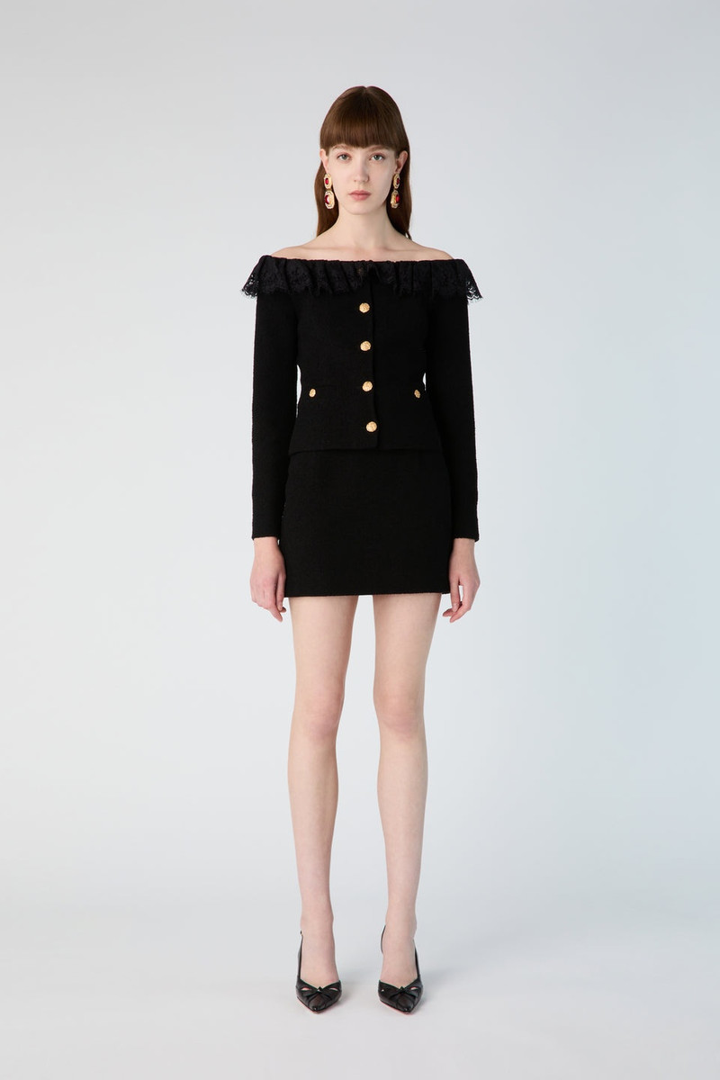TWEED BOUCLE 오프 더 슬림 JACKET W/LACE RUFFLE 4