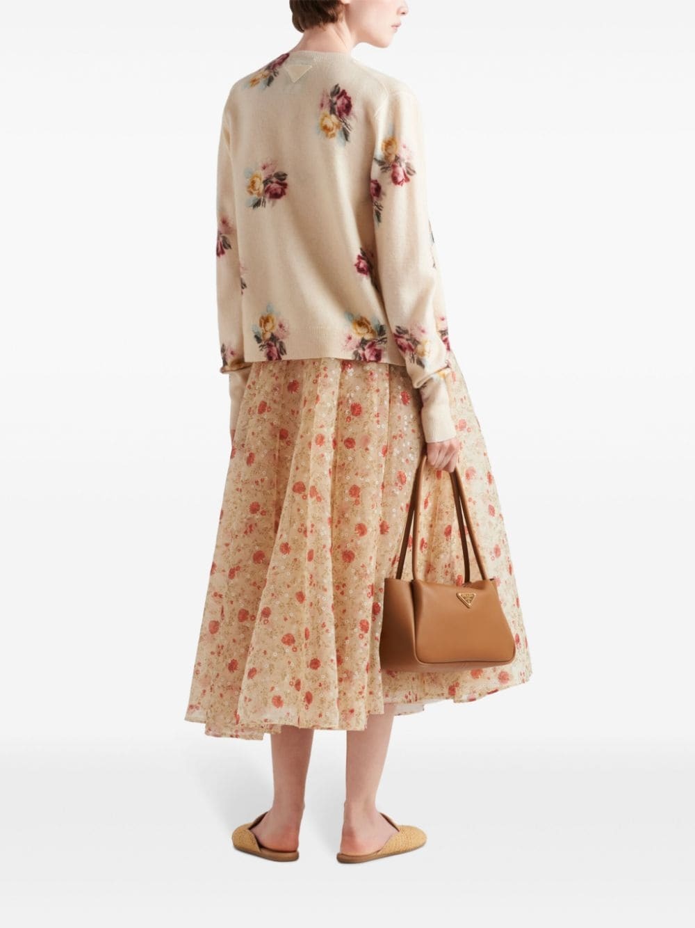 logo-print wool cardigan - 3