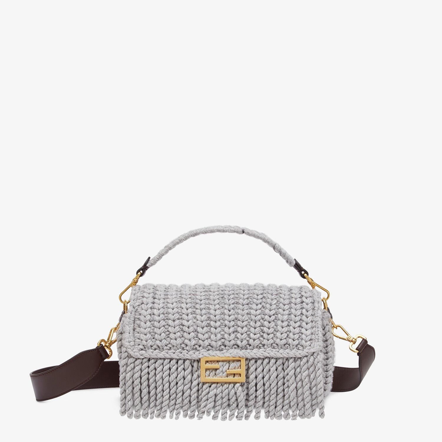 Gray wool bag with fringes - 1