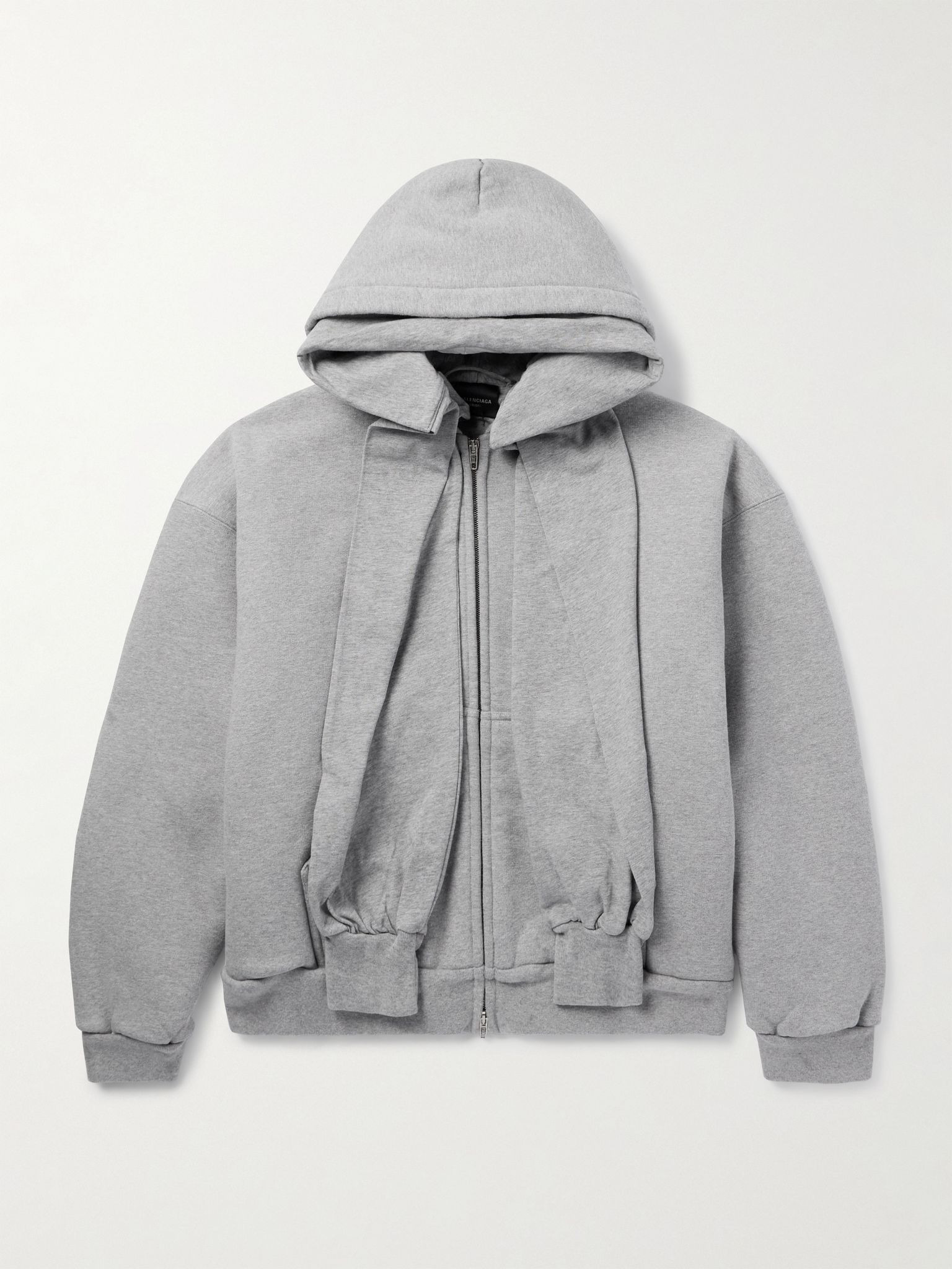 Incognito Oversized Layered Stretch-Cotton Jersey Zip-Up Hoodie Gray - 1