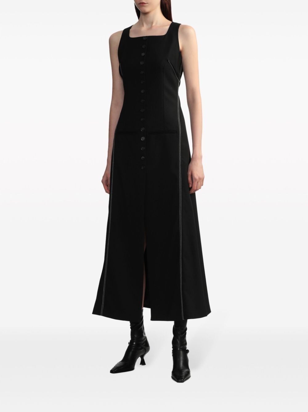 button-down flared midi dress - 3