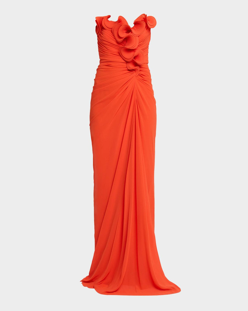 Strapless Ruched Georgette Gown 1