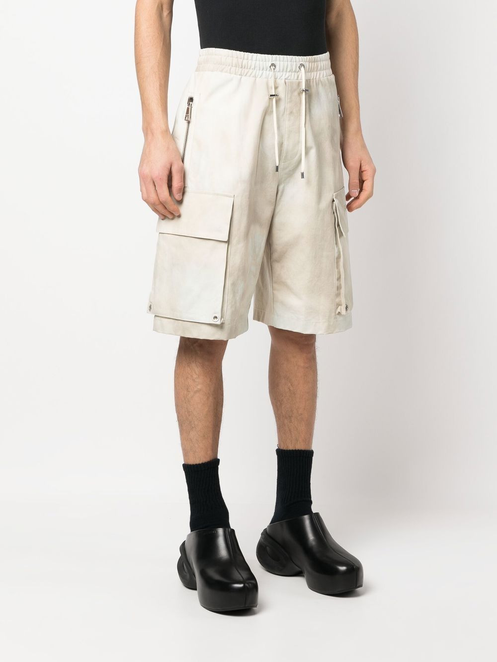 faded-effect cotton cargo shorts - 3
