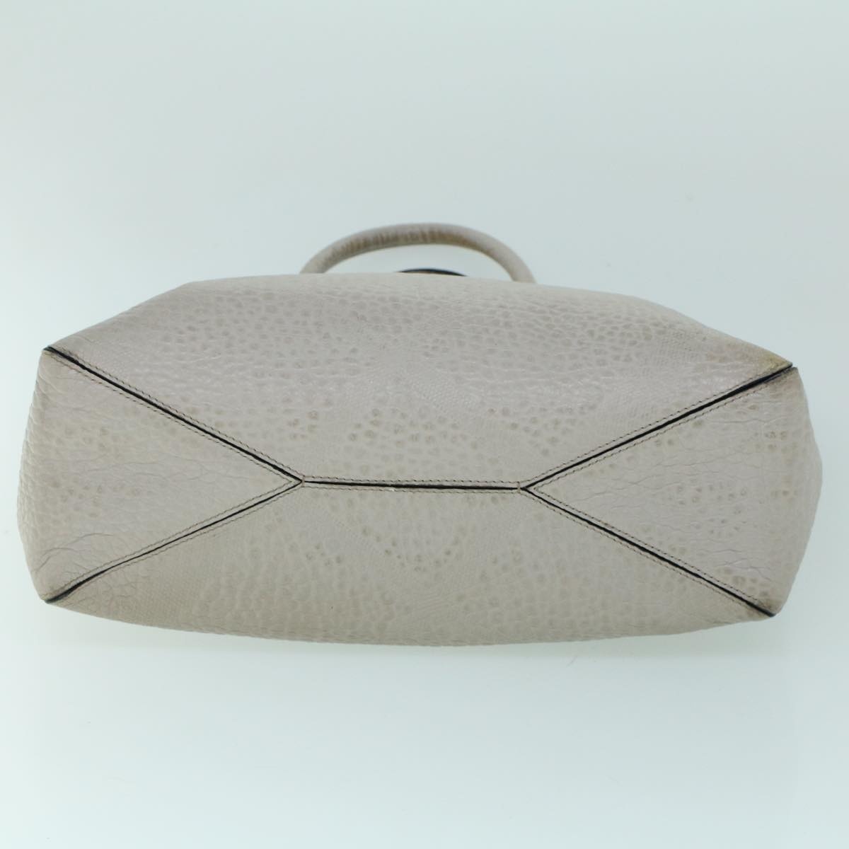 Burberry Tote Bag Leather Gray White - 5