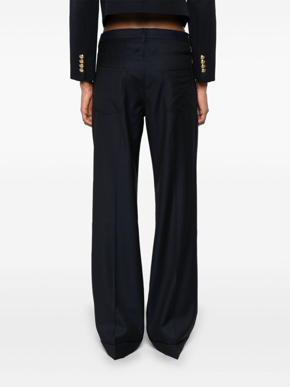 cuffed virgin wool tailored trousers - 4