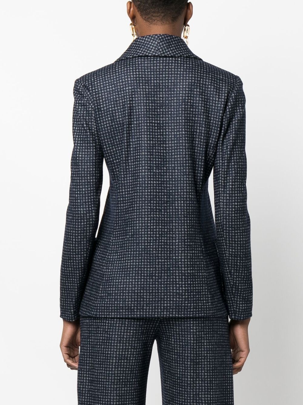 checked pattern double breasted blazer - 4