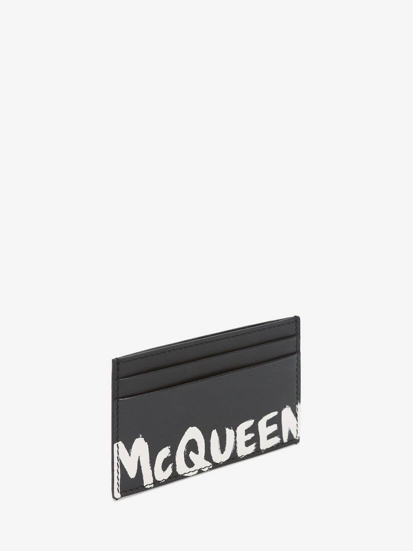 Men's McQueen Graffiti Card Holder in Black/white - 2