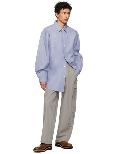 HED MAYNER Blue Twin Pleats Shirt outlook