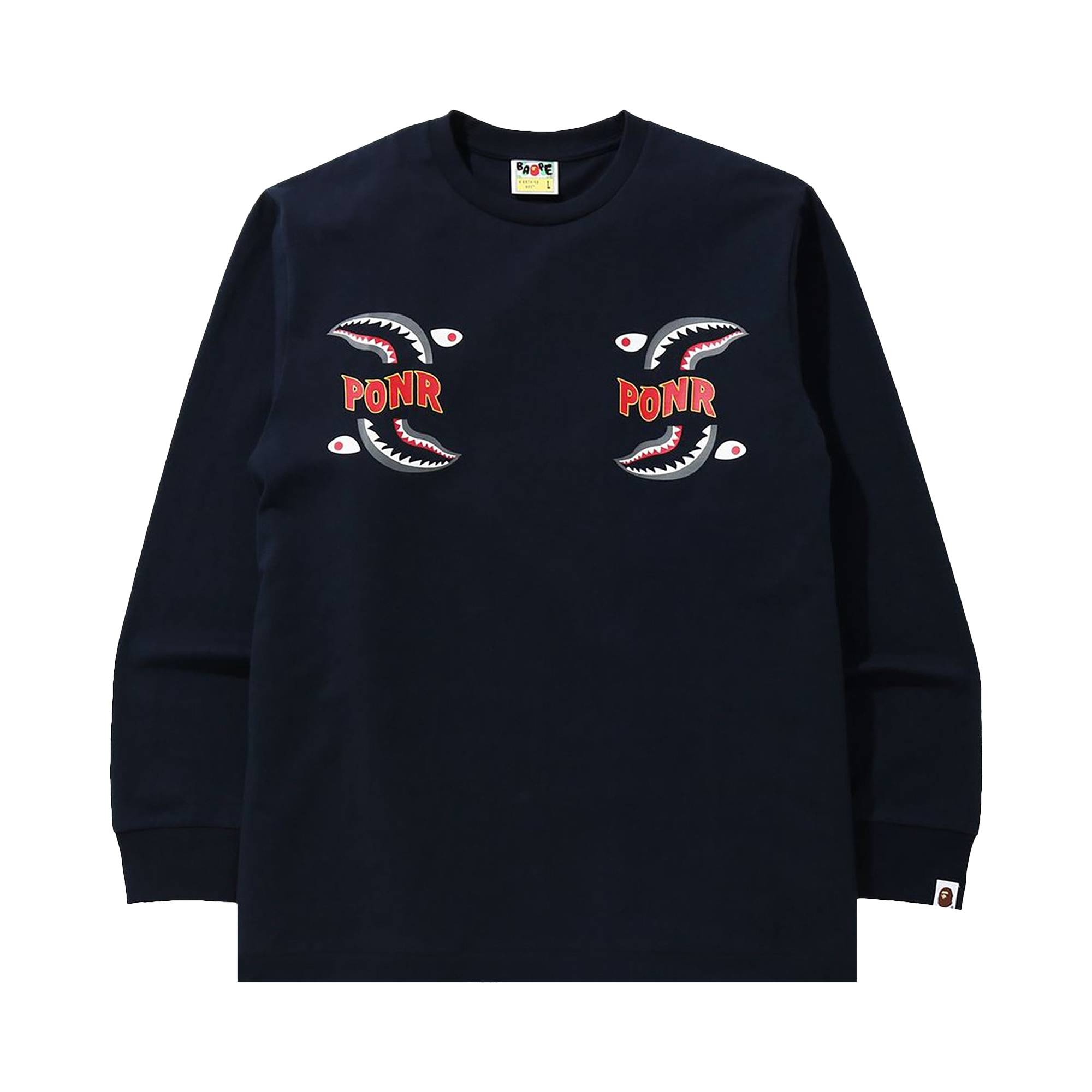 BAPE Shark PONR Long-Sleeve Tee 'Navy' - 1