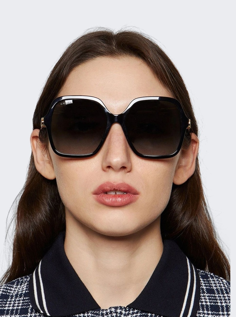 GUCCI Oversized Square Sunglasses With Mini Logo Black outlook