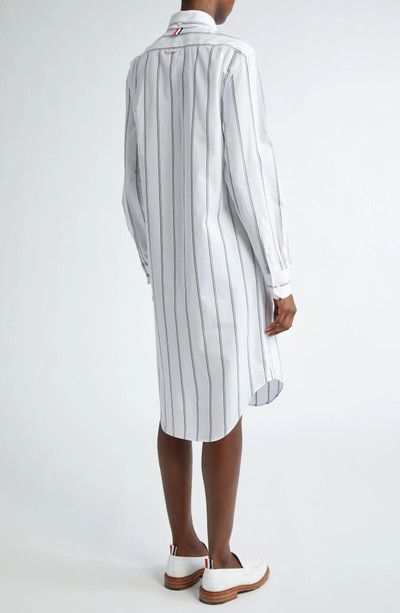 Thom Browne Floral Embroidered Stripe Long Sleeve Cotton Shirtdress outlook