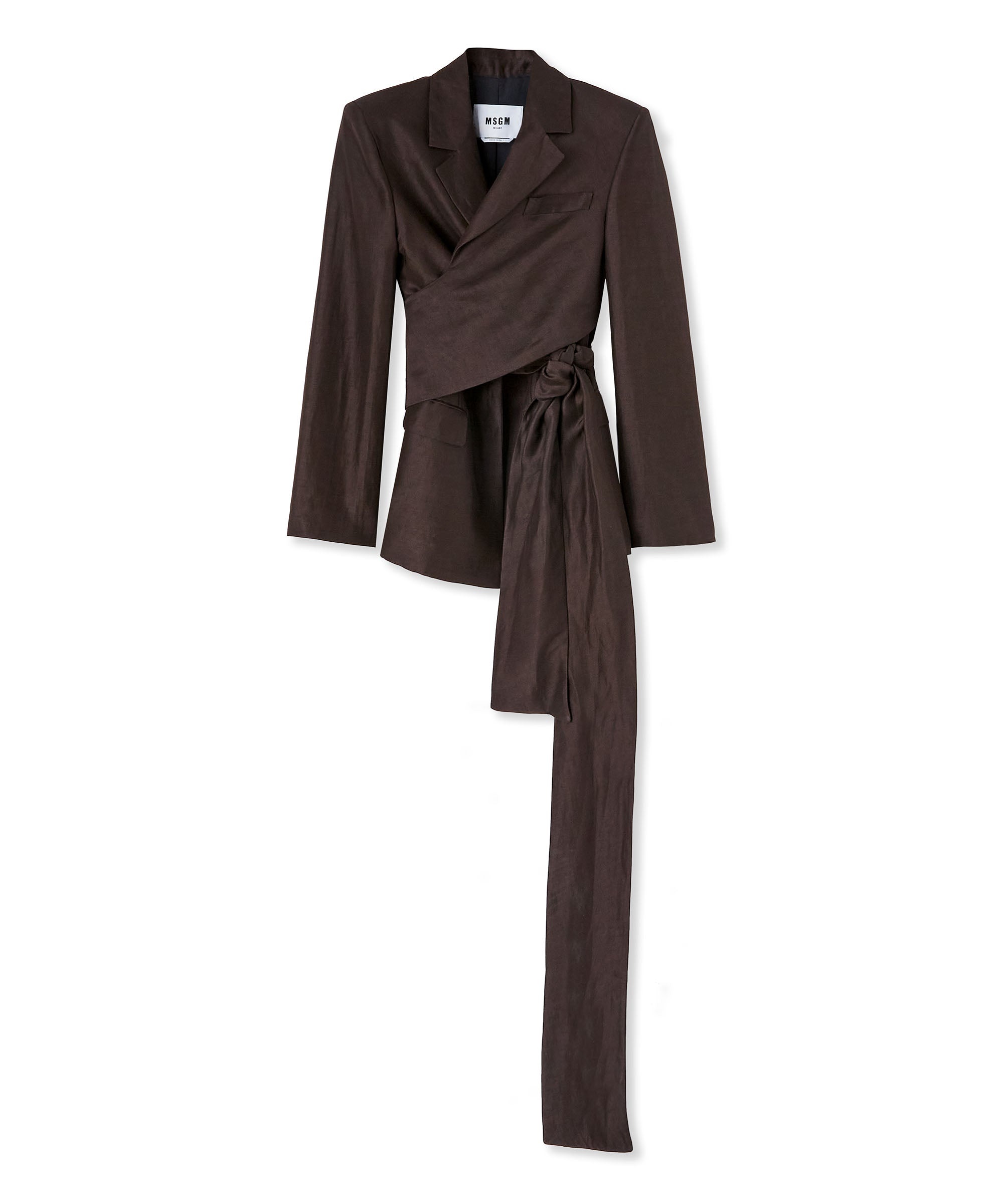 Blended linen and viscose jacket with sashed waistline - 1