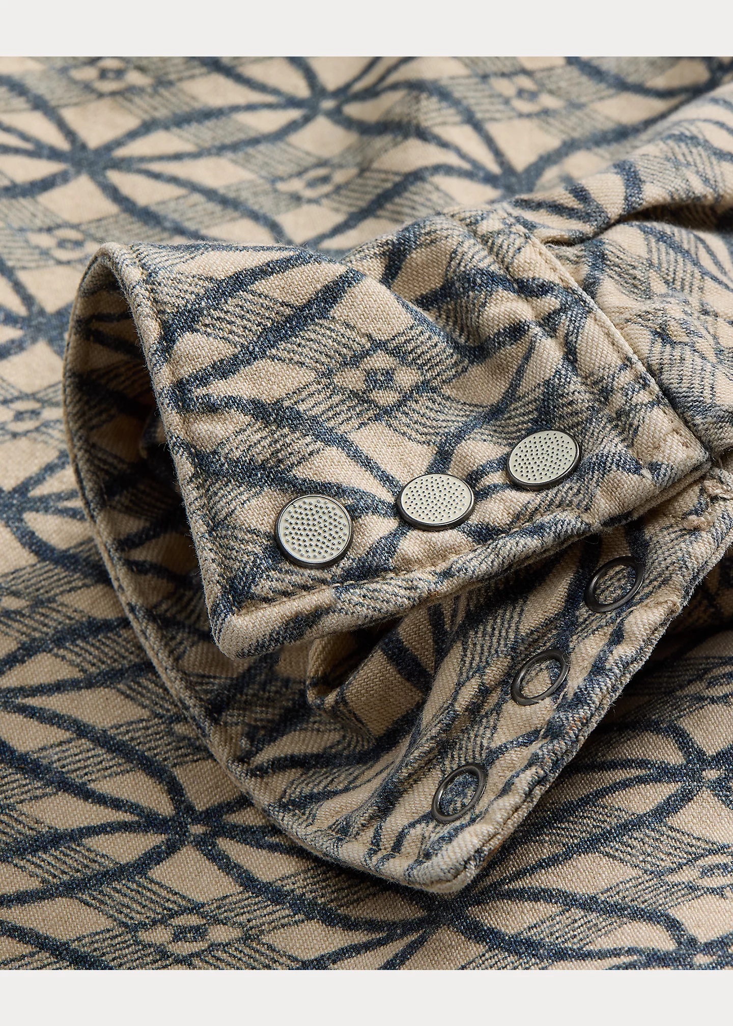 Slim Indigo-Print Denim Western Shirt - 3
