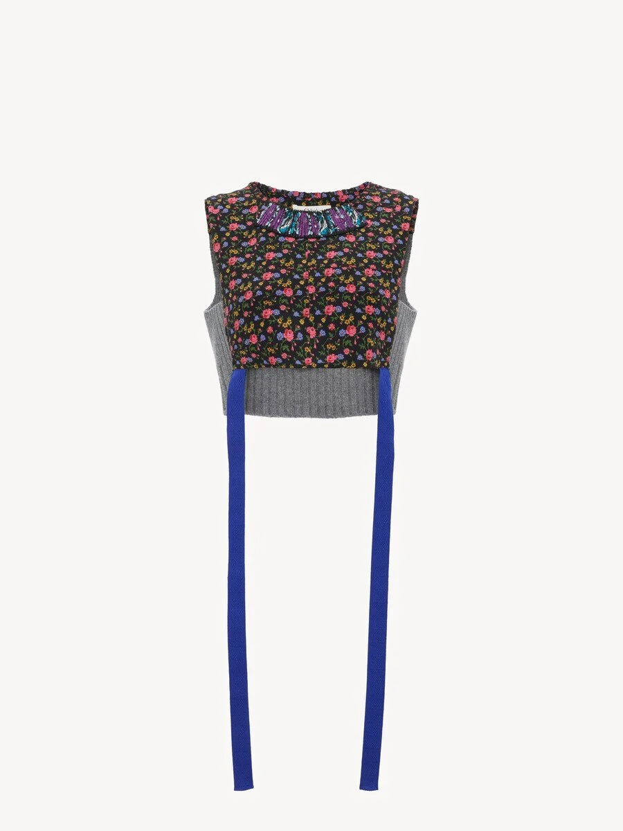HYBRID CROPPED TOP IN CRÊPE DE CHINE - 1