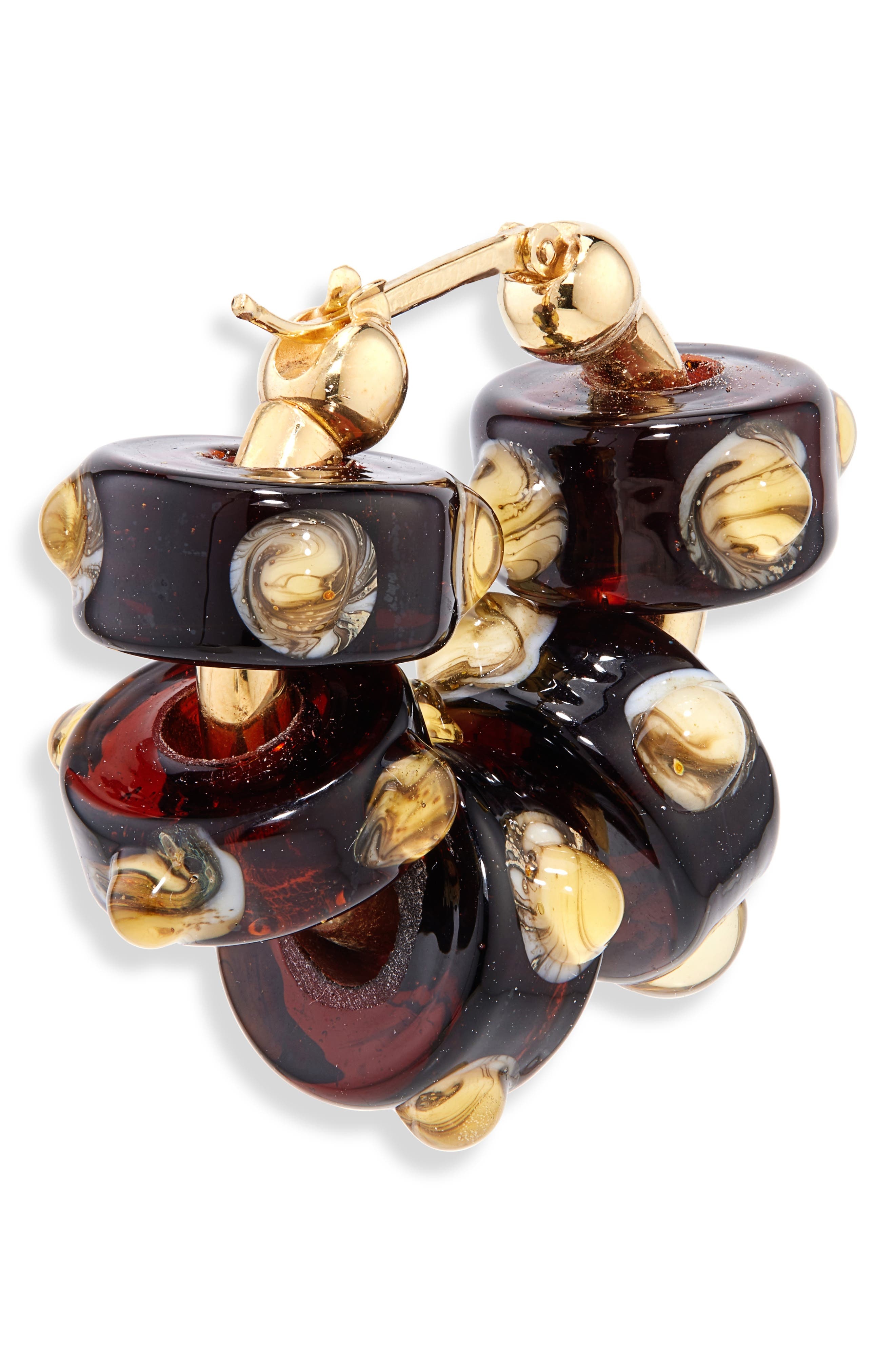 Bottega Veneta Glass Beaded Hoop Earrings in Burnt Orange/Off White at Nordstrom - 4