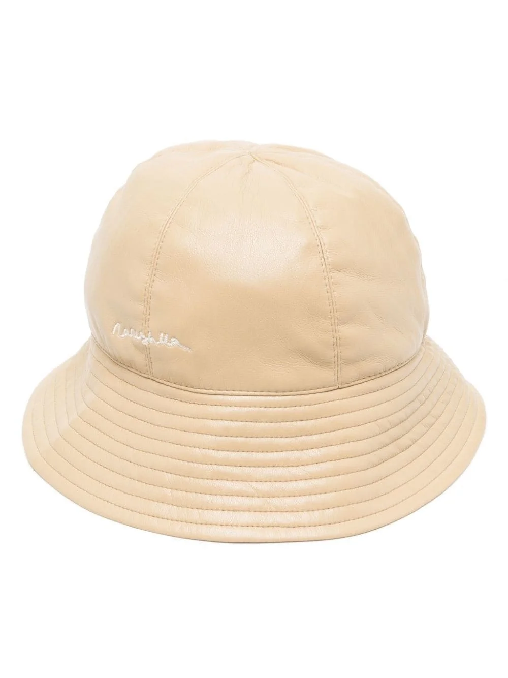 logo-embroidered faux-leather bucket hat - 1