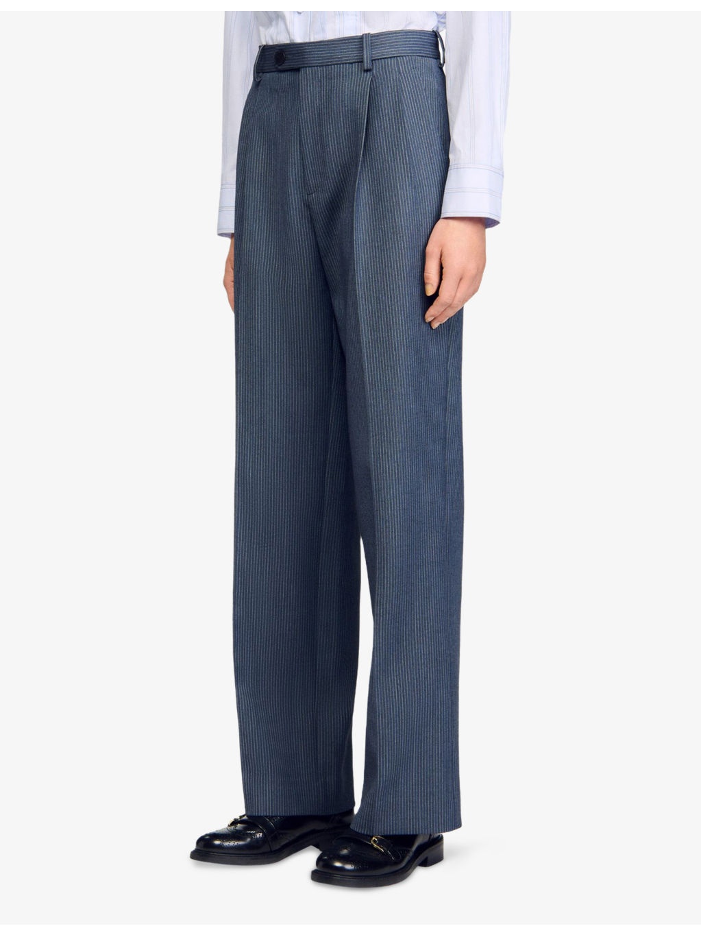 Striped Straight-Leg Mid-Rise Stretch-Woven Trousers - 3