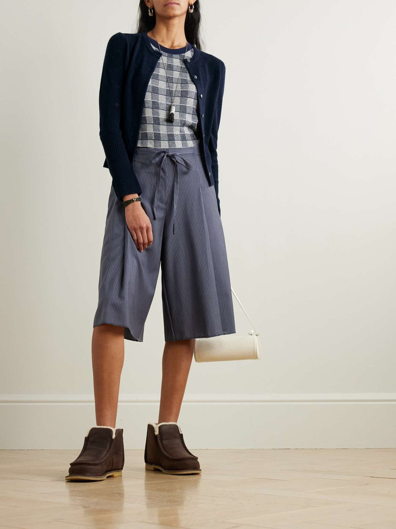 GUEST IN RESIDENCE Jane pointelle-knit cashmere cardigan Navy outlook