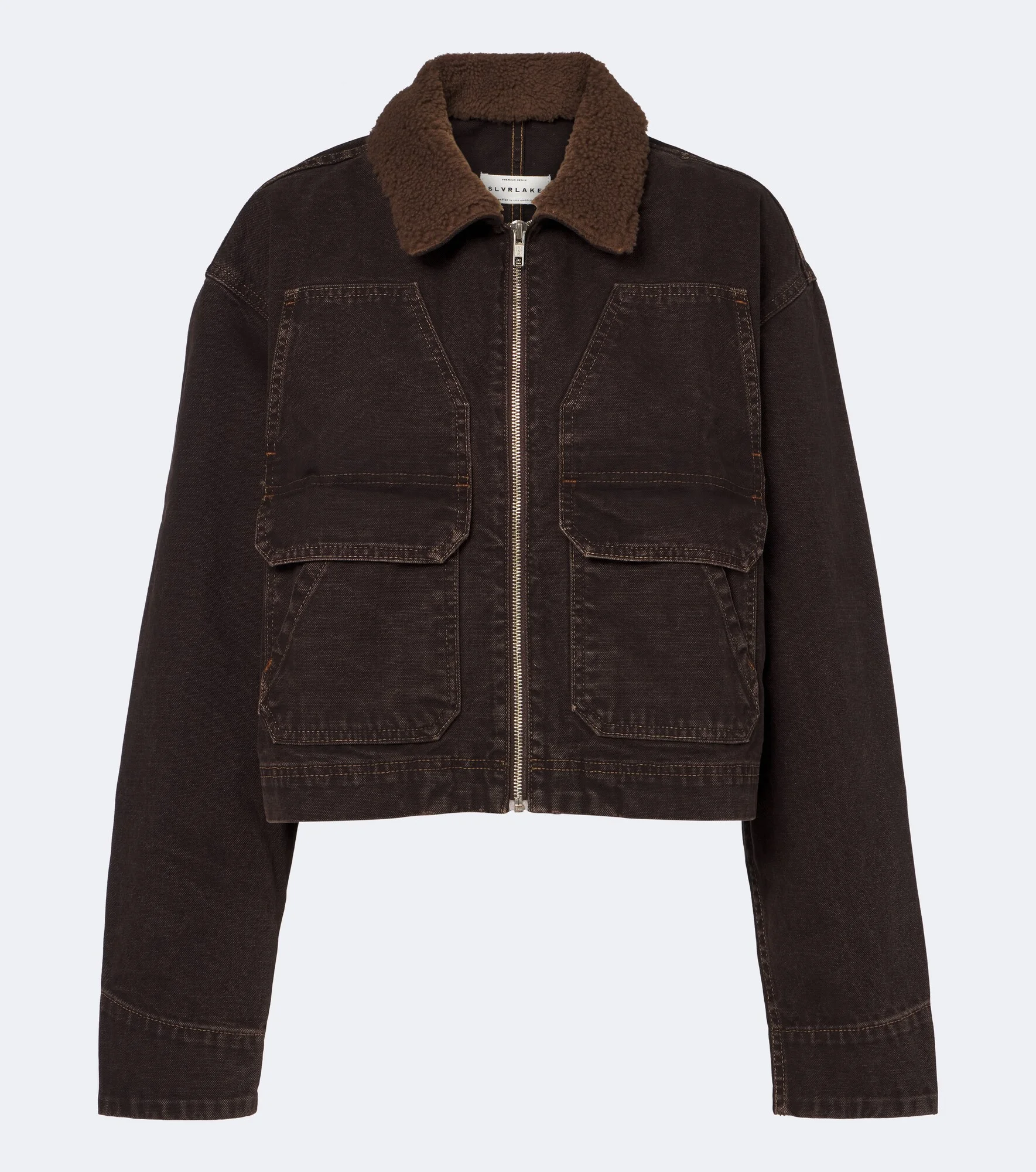 Atlas Worker shearling-trimmed denim jacket - 1