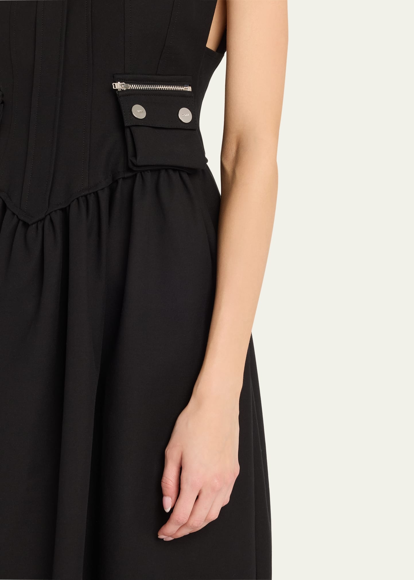 Heavy Cotton Tailored Corset Midi Dress - 5